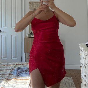 Red Cowl Neck Slip Dress